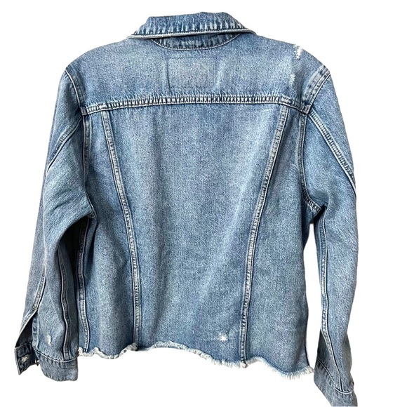 Lucky Brand Raw Hem The Tomboy Trucker Denim Jean Jacket Size Large - Picture 4 of 10